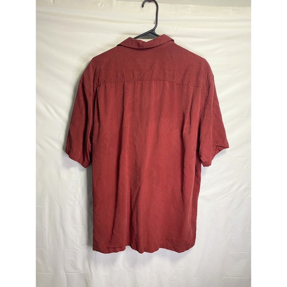 Tommy Bahama Mens 100% Silk Textured Floral Print Red Button Up Shirt Size XL - Picture 2 of 4